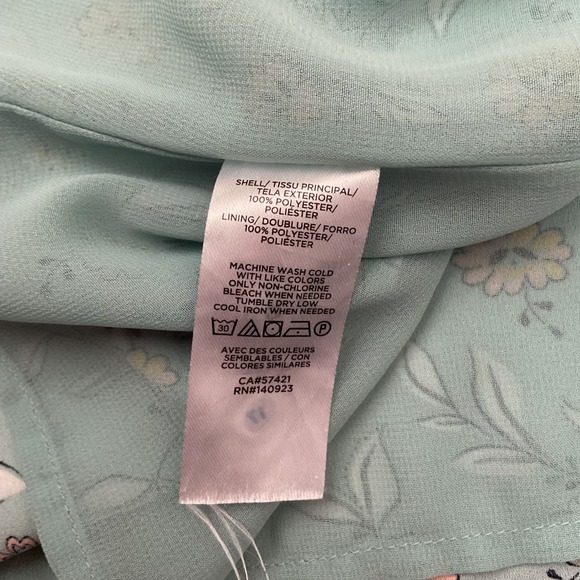 LOFT Floral V-Neck Camisole Tank Top Womens L Blue Green Button Front Romantic - Picture 7 of 7